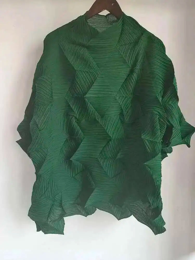 Women's Pleated Stand Collar Top | Loose Solid Colour Chic T-Shirt | Spring Summer 2026 | AvantBah
