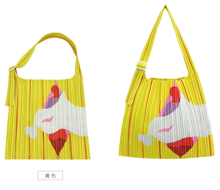 LANMREM New Trendy Human Head Pattern Square Pleated Single Shoulder Handbag High-Quality Women's Pleated Bags 2DB4942