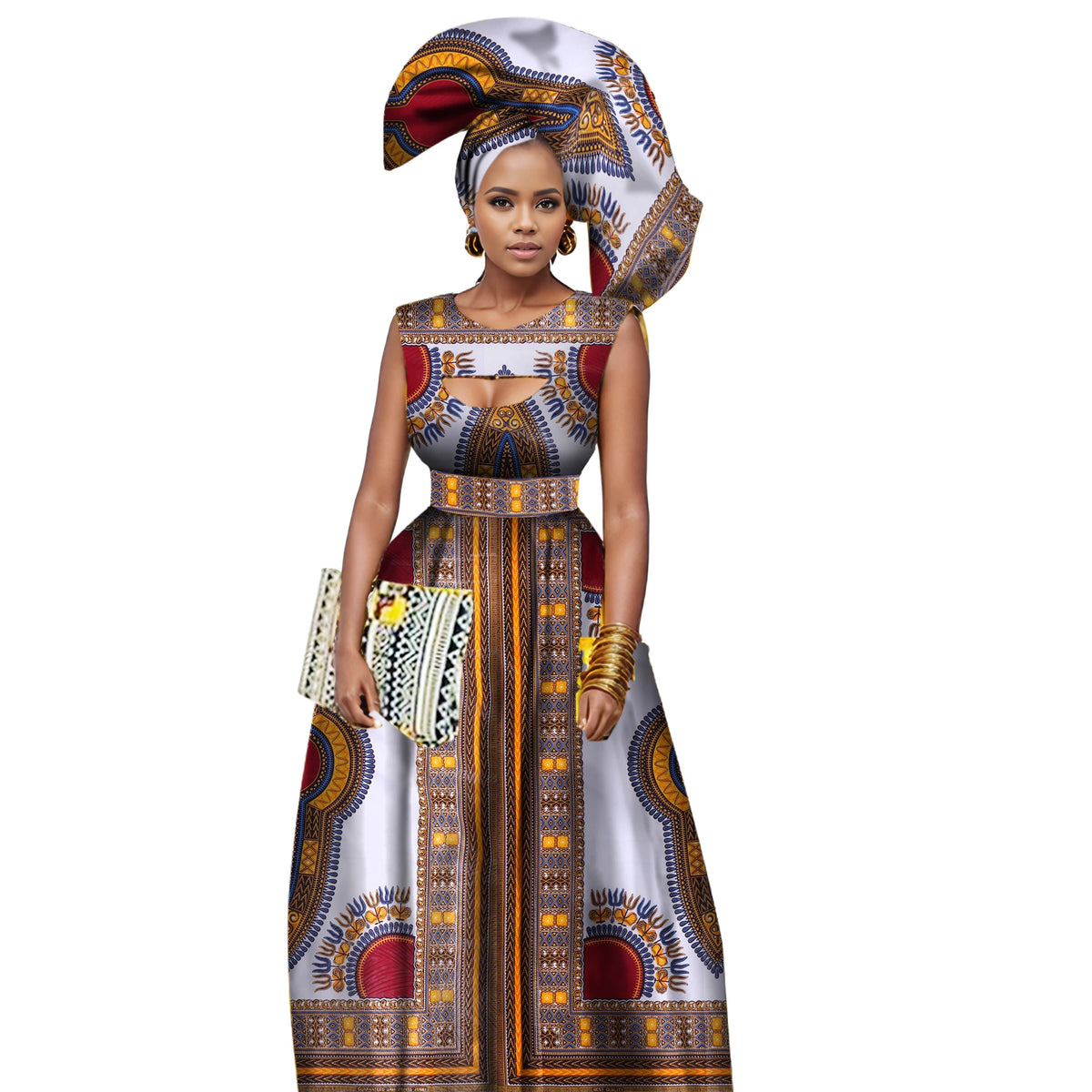 Women's African Print Wax Dashiki Maxi Dress