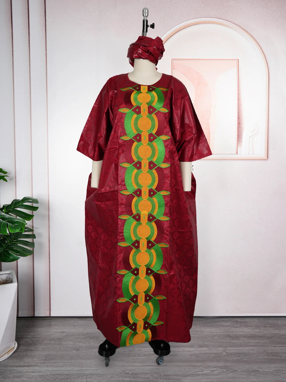 Plus Size Luxury Boubou Gown | Bazin Riche Embroidery African Wedding Dress | Women