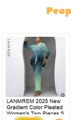 LANMREM Blue Green Tie-Dye Print Women's Two-piece Set Three-quarter Sleeves A-line Top Wide Leg Pants 2026 Spring New 2DB7115
