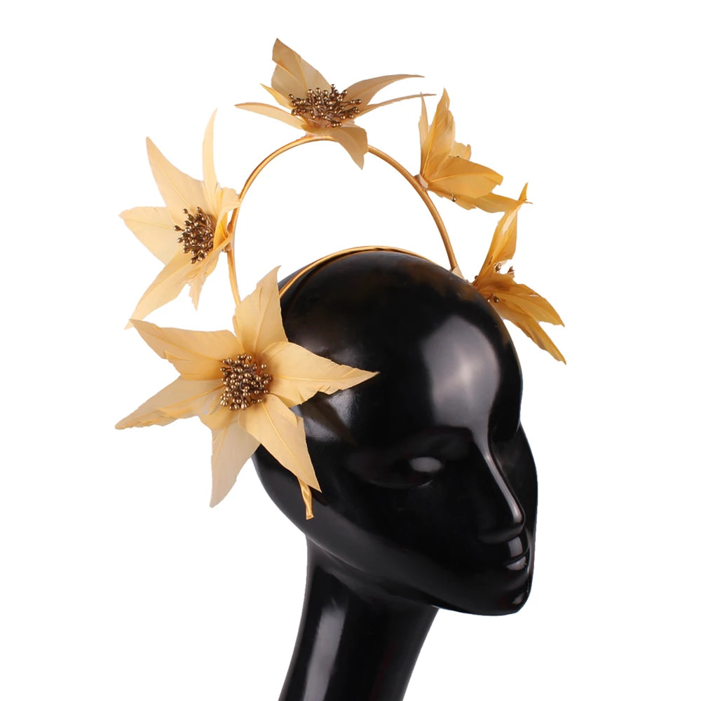 Women's Feather Fascinator Hat | Elegant Headband & Headdress for Weddings, Parties & Banquets