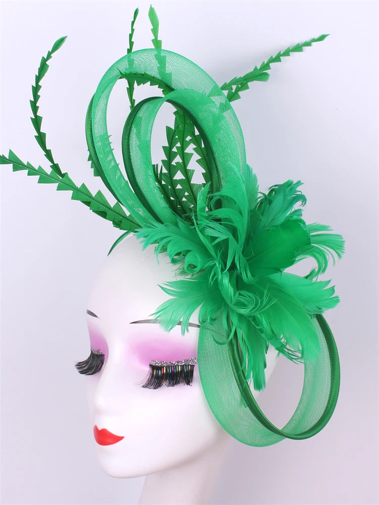 Wedding Veils Wedding Pillbox Cap Women Vintage Red White Black Fascinators Hat New Fashion Party Headpiece Feathers Hats Femme