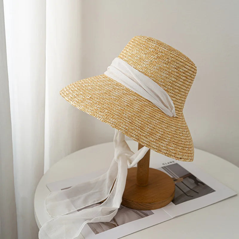Women's Shiny Straw Sun Hat | Hepburn Style Beach Hat