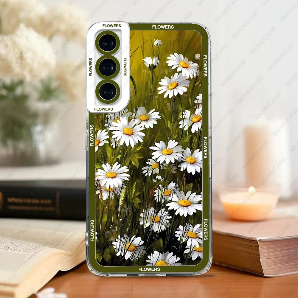 Samsung Galaxy A-Series Soft TPU Phone Case – Oil Painting Floral Design