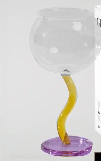 Multicoloured Twisted Glass Goblet | Champagne Cocktail Wine Cup Barwa…