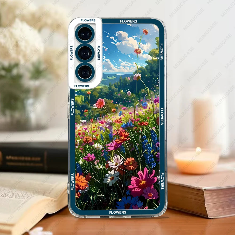 Samsung Galaxy A-Series Soft TPU Phone Case – Oil Painting Floral Design