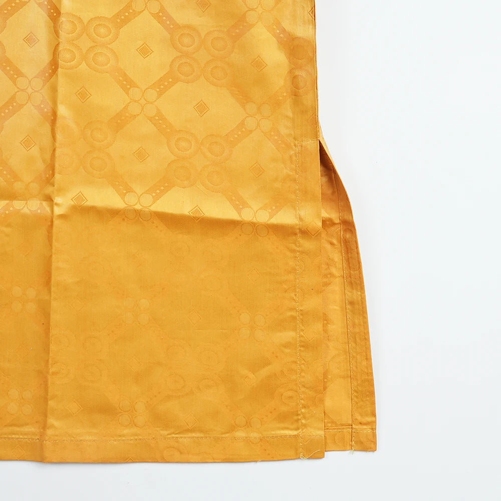 African Men Traditional Embroidery Bazin Riche Dashiki Yellow Shirt Pants 3PCS Bubu Dress Suit