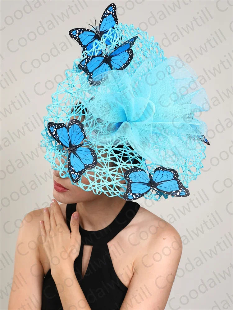 New Fascinator Wedding Headpiece Women Butterfly Headwear For Church Derby Hat