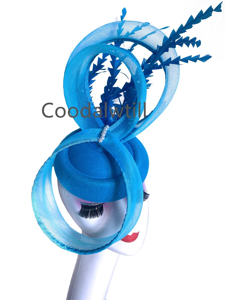 Charmant Fascinateur en maille pour femme Élégant Derby Plume Accessoires pour cheveux