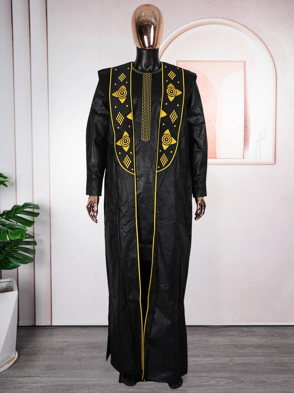 3 PCS Set African Clothes for Men Dashiki Tradition Outfit Robe Embroidery Tops Pants Suits Bazin Muslim Wedding Party Clothing