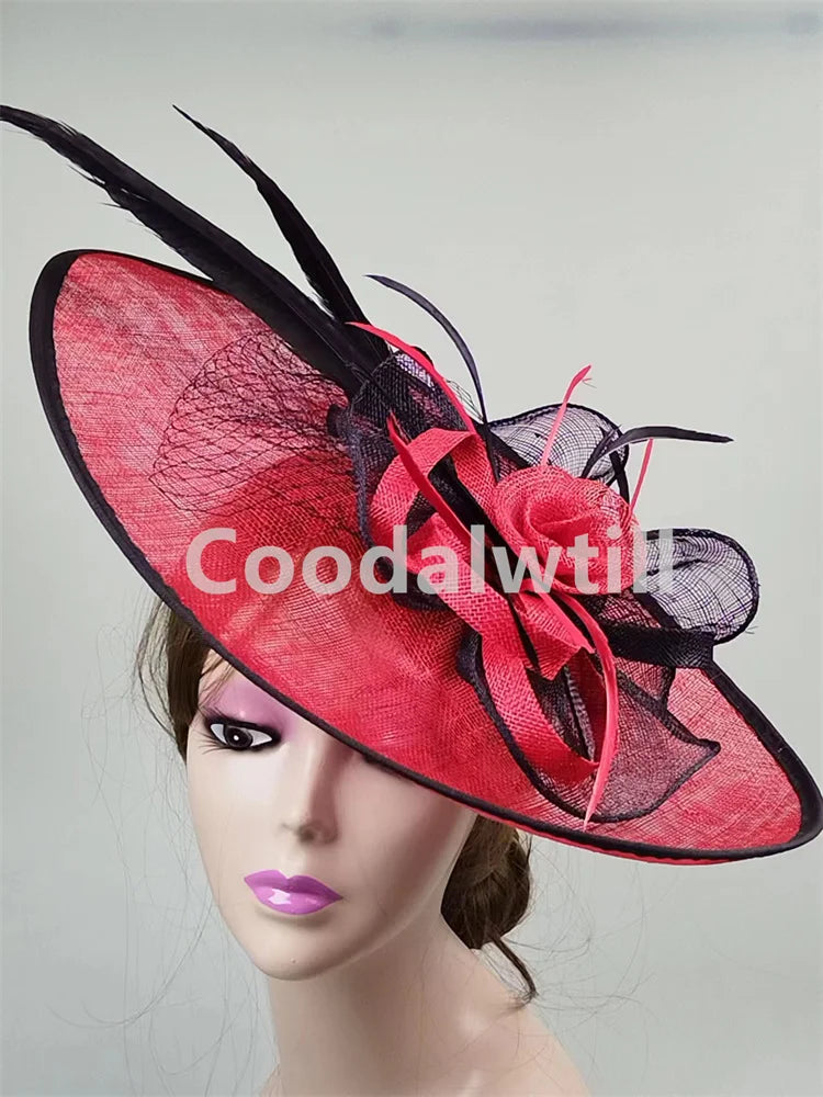 Wedding Pillbox Fascinator Hat Fashion Flower Headwear Women Formal Dress Party Royal Ascot Hair Accessories Feather Chapeau