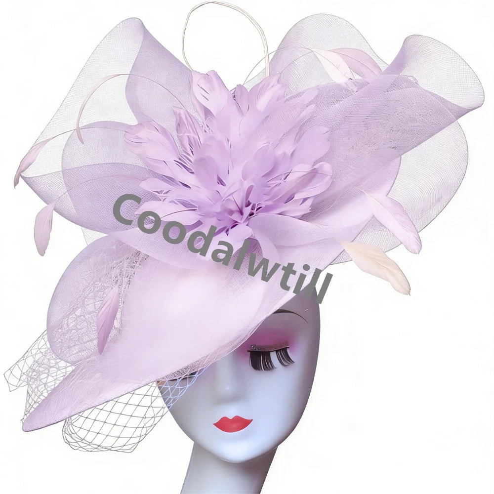Voiles pour femmes Chapeau bibi à plumes Chapeau fascinateur pour femmes élégantes Église Derby Grande coiffe Chapeau de course pour femmes Chapeau de fête