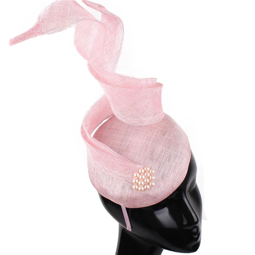 Green Fascinators Millinery Hat Party Tea Chapeau Headband New 4-Layer Sinamay Female Bridal Married Headpiece Fashion Occasion