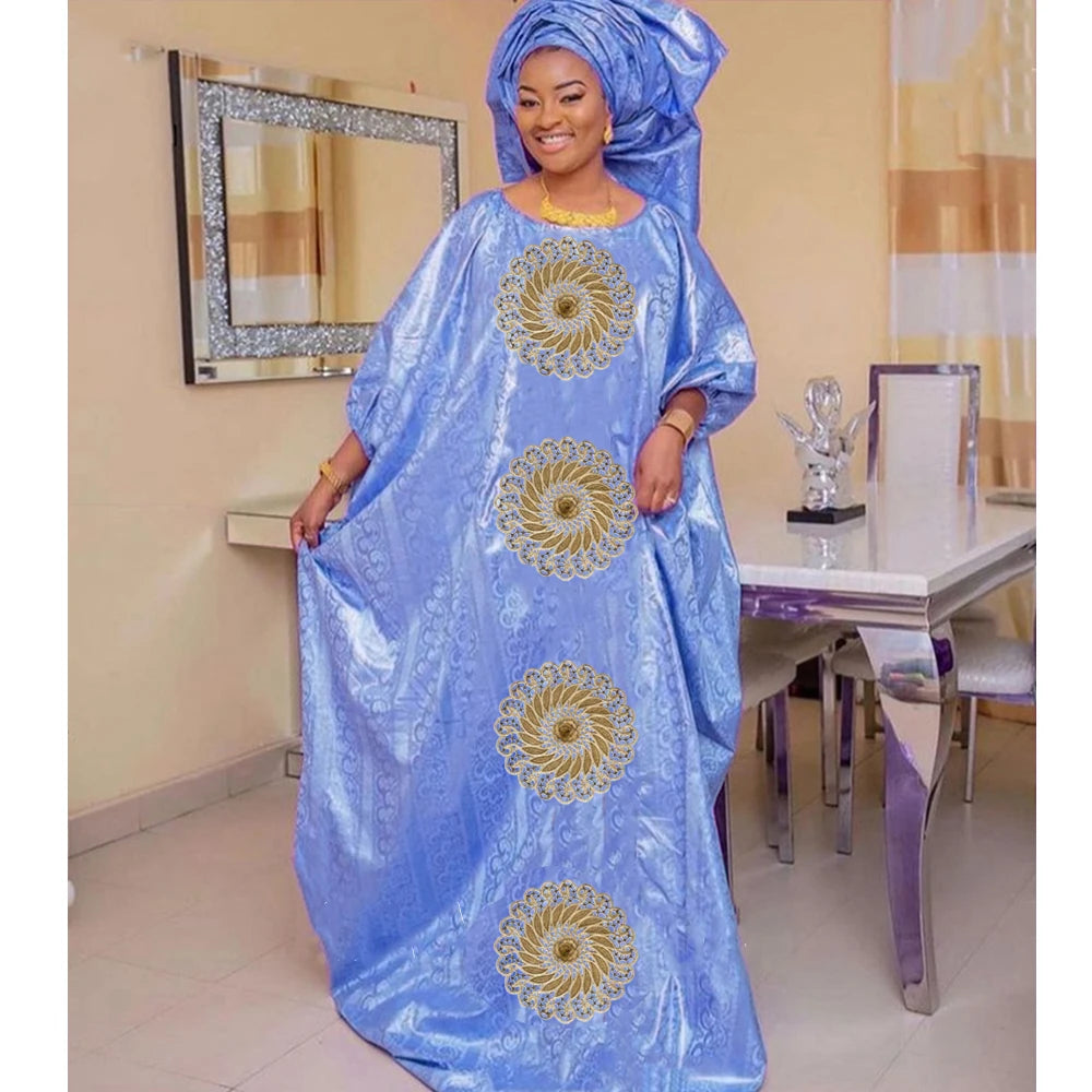 Quality Original Perfumed Bazin Dashiki Boubou African Traditional Dress Long Robe