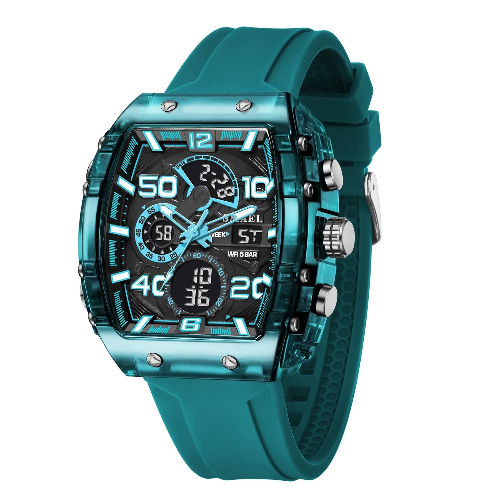 Men's 8109 electronic watch fashion square dual display waterproof luminous