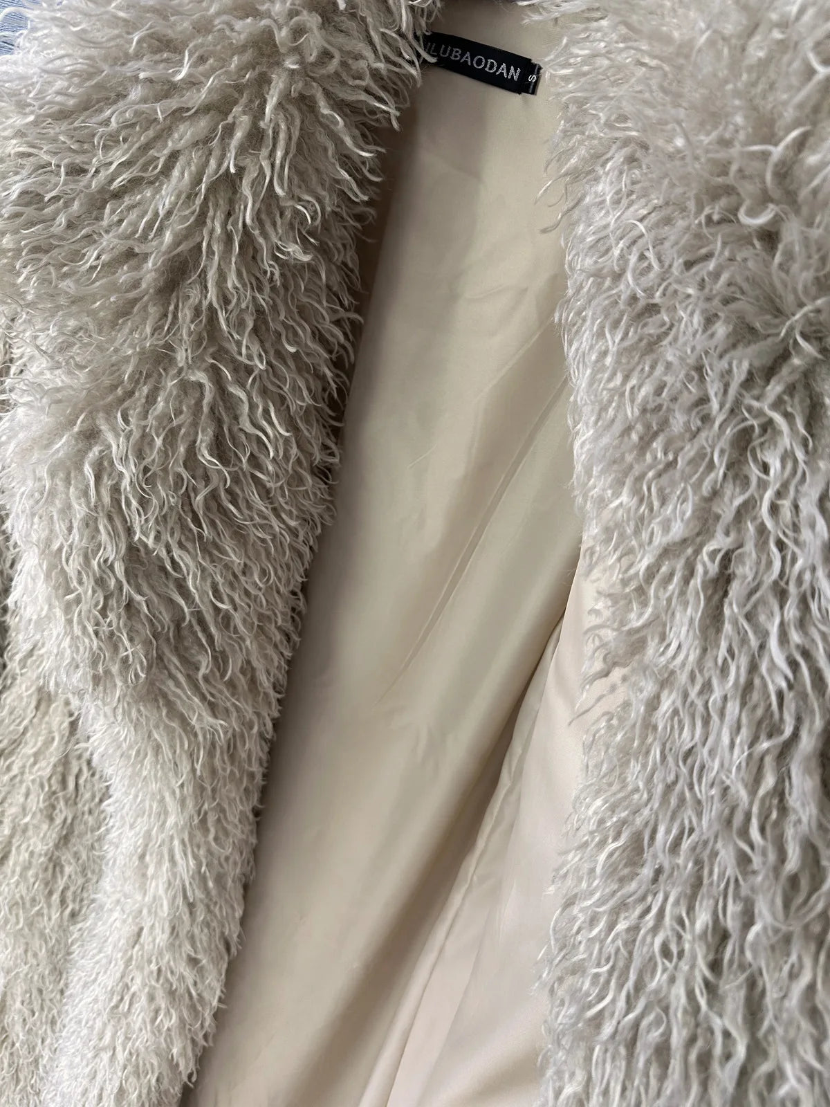 LANMREM Colorful Women's Furry Coat Rose Pink Faux Fur Coat Suit Collar Autumn Winter Thick Cardigan Long Overcoat Chic 2DB5859
