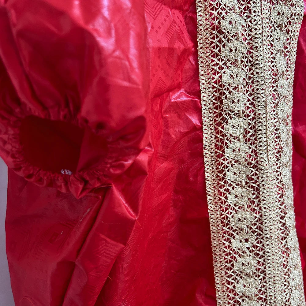 Red African Bazin Rich Dress Original Nigerian Basin BouBou Dashiki For Ankara Party Wedding Bride Robe Guipure Sewn Dress