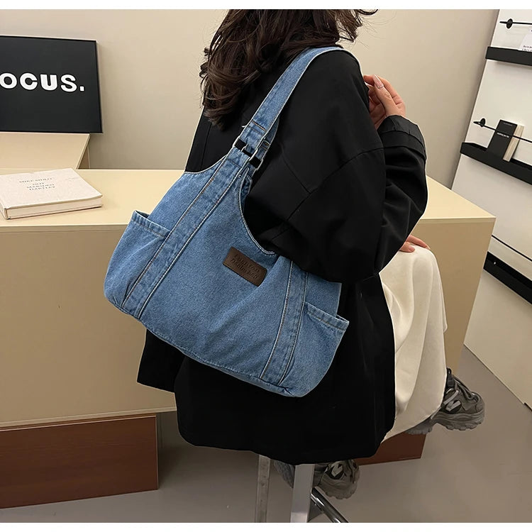 Fashion Luxury Women's Shoulder Bag Denim Fabric High Quality Women's Handbags Large Capacity Multi Functional Women‘s Tote Bag