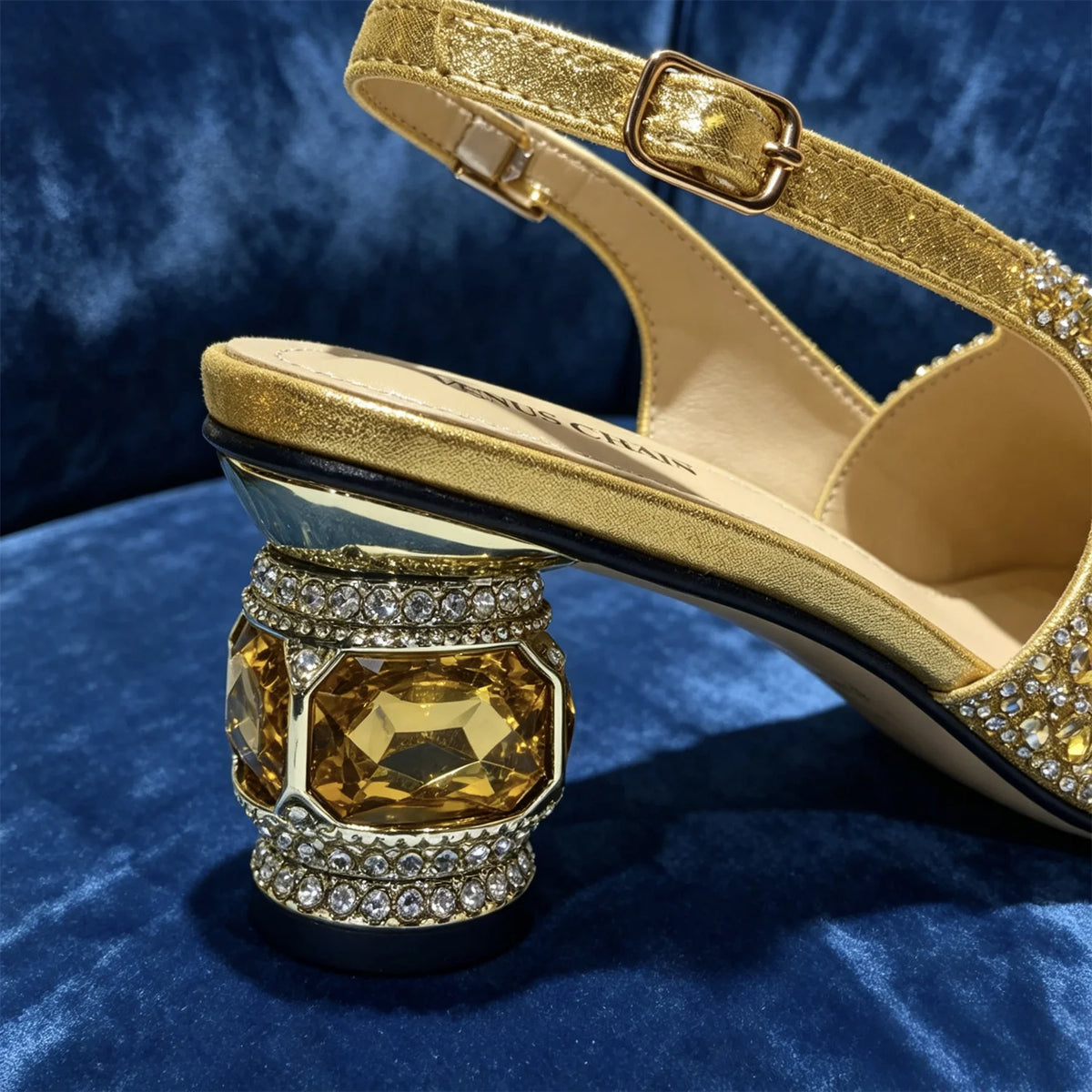 Sky Gold Elegant Nigerian Rhinestone Wedding Shoe and Bag Set Italian Inspired High Heels and Matching Handbag