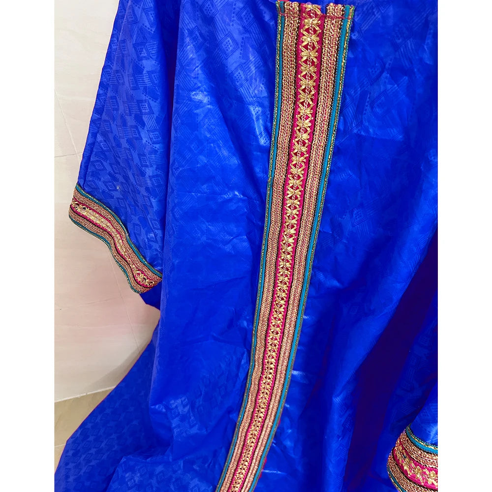 Unique African Traditional Brocade Basin Dashiki With Lace Trim Ribbon Wedding Dress Origianl Nigeria Bazin Rich Boubou Robe