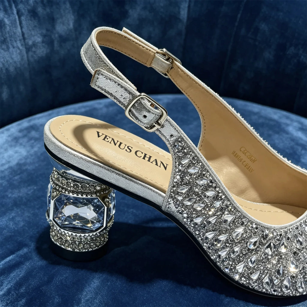 Sky Gold Elegant Nigerian Rhinestone Wedding Shoe and Bag Set Italian Inspired High Heels and Matching Handbag