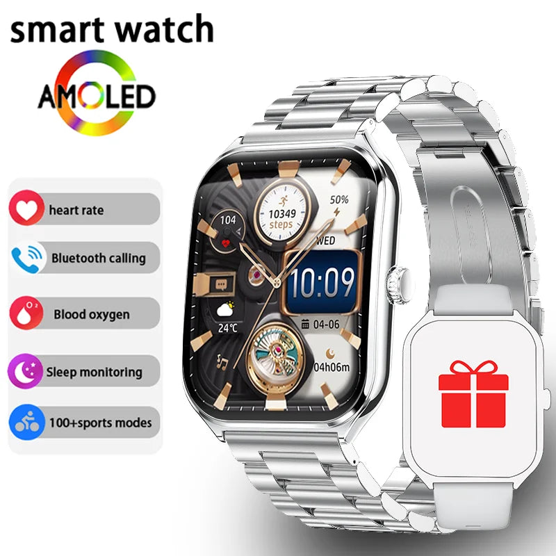 New Ultra Thin Smart Watch men 1.96" AMOLED 360*360 HD Pixel Display Always Show Time Bluetooth Call Reminder Smartwatch Ladies