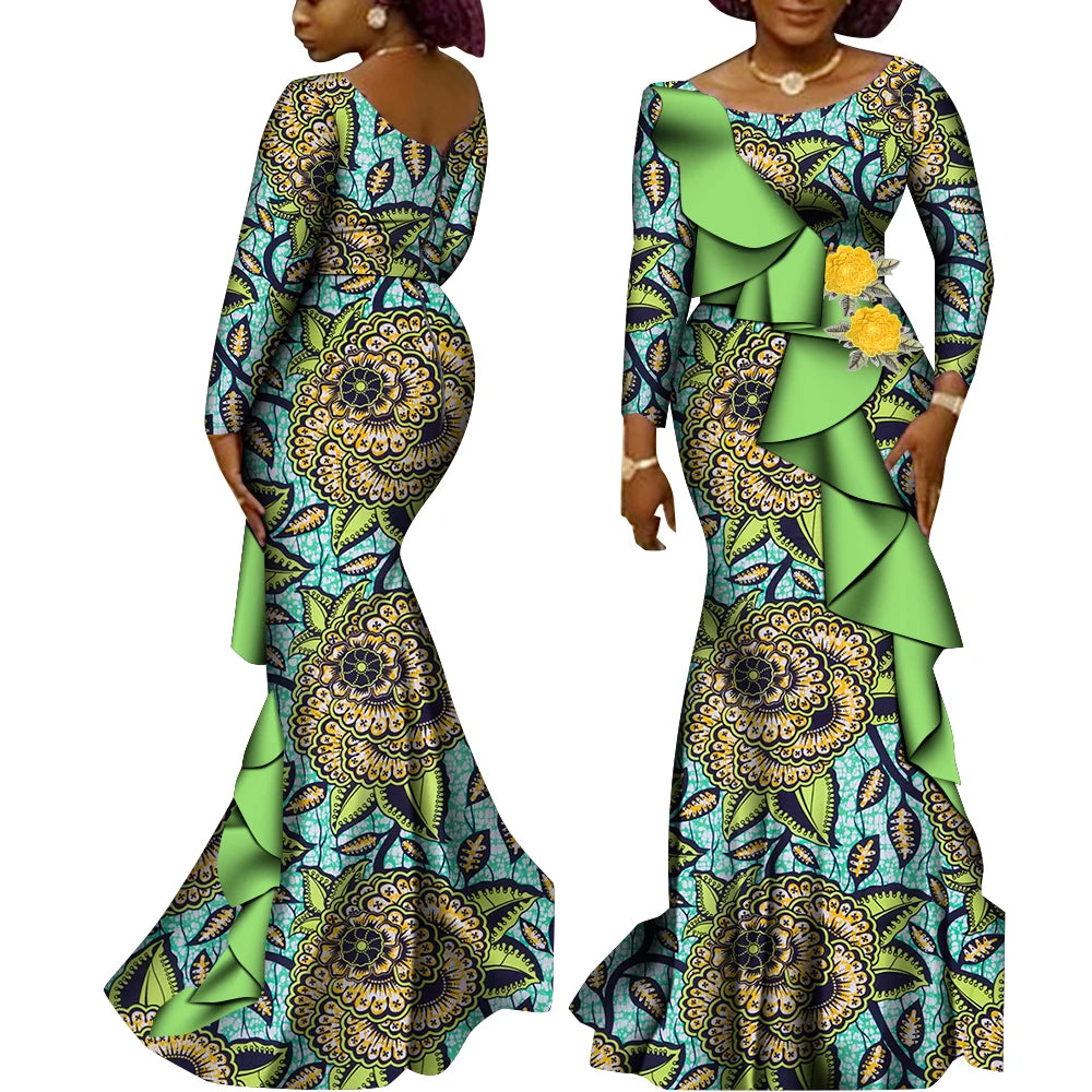 Women’s Ankara Print Long Sleeve Kanga Dress – Cotton | Dashiki Style | Wedding, Party & Occasion | XS–6XL + Custom | 22 Prints