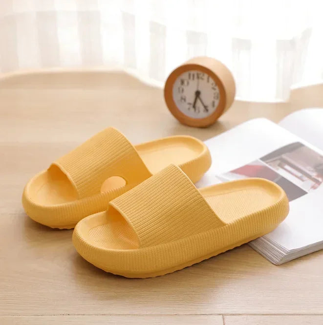 EVA Thick Sole 4cm Bathroom Slippers Cloud-Like Comfort Home Use Couple Height Increasing Indoor Solid Color Summer Sandals