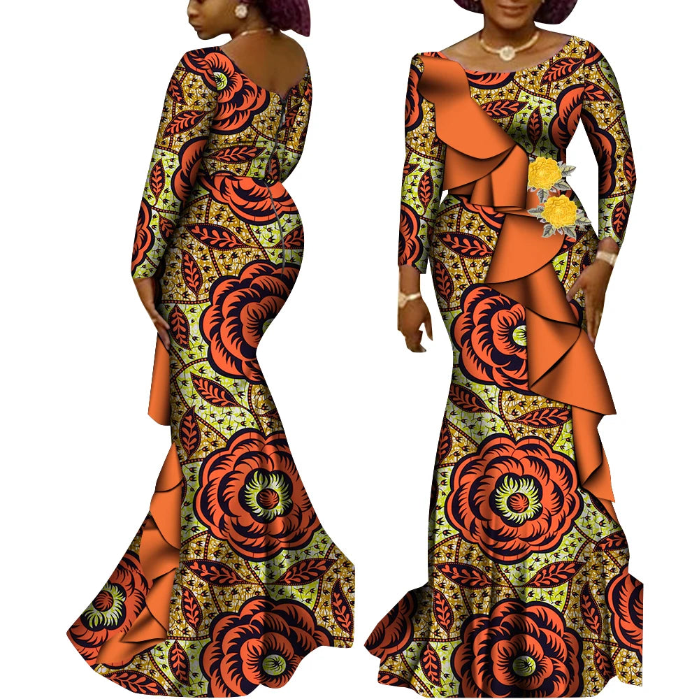 Women’s Ankara Print Long Sleeve Kanga Dress – Cotton | Dashiki Style | Wedding, Party & Occasion | XS–6XL + Custom | 22 Prints