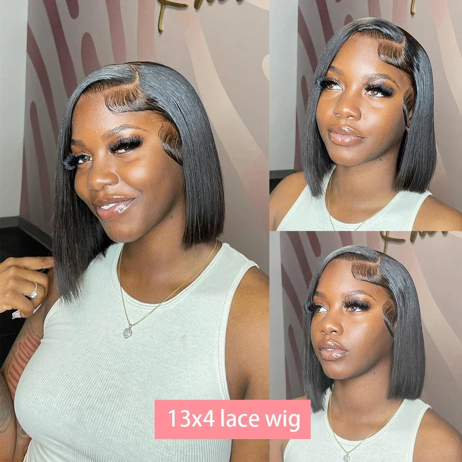 13x4 Straight Short Bob Lace Front Wig | 100% Remy Human Hair | Women