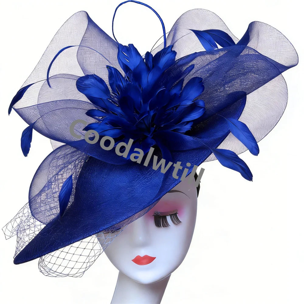 Voiles pour femmes Chapeau bibi à plumes Chapeau fascinateur pour femmes élégantes Église Derby Grande coiffe Chapeau de course pour femmes Chapeau de fête