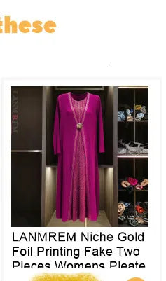 LANMREM Tie Flower Lantern Sleeve Pleated Women's Dress 2026 Spring New Lace Up Waist Design Round Collar Elastic Cloth 2DB6619