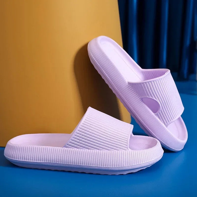 EVA Thick Sole 4cm Bathroom Slippers Cloud-Like Comfort Home Use Couple Height Increasing Indoor Solid Color Summer Sandals