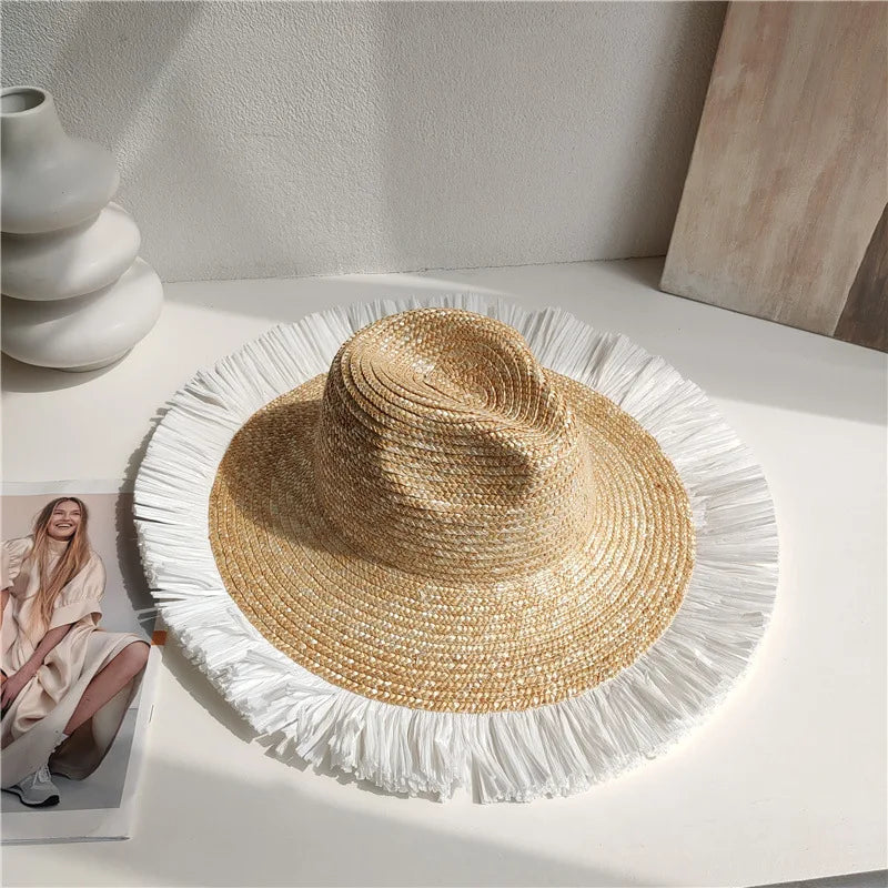 Women's Shiny Straw Sun Hat | Hepburn Style Beach Hat