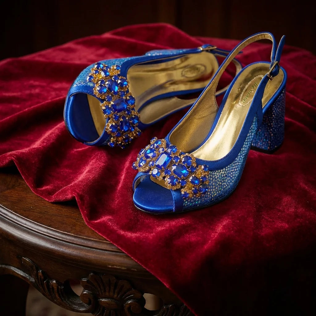 New INS Style Fashion Itlian Design High Heels Shoes  and Bag Set Rhinestone-Embellished Designer Shoes Heel Perfect for Party