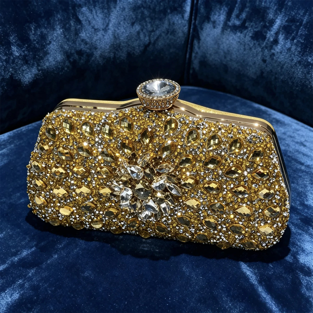 Sky Gold Elegant Nigerian Rhinestone Wedding Shoe and Bag Set Italian Inspired High Heels and Matching Handbag