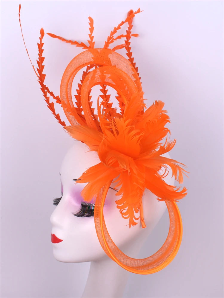 Wedding Veils Wedding Pillbox Cap Women Vintage Red White Black Fascinators Hat New Fashion Party Headpiece Feathers Hats Femme