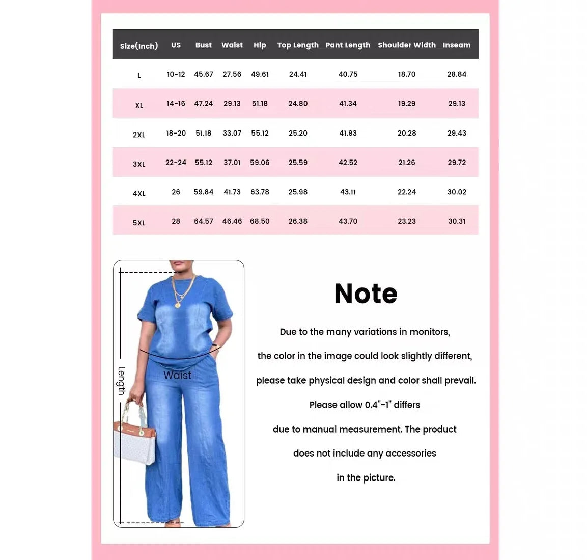 Women's Denim 2-Piece Set | Wide Leg Pants & Short Sleeve Top Streetwear | HotTrendyPicks