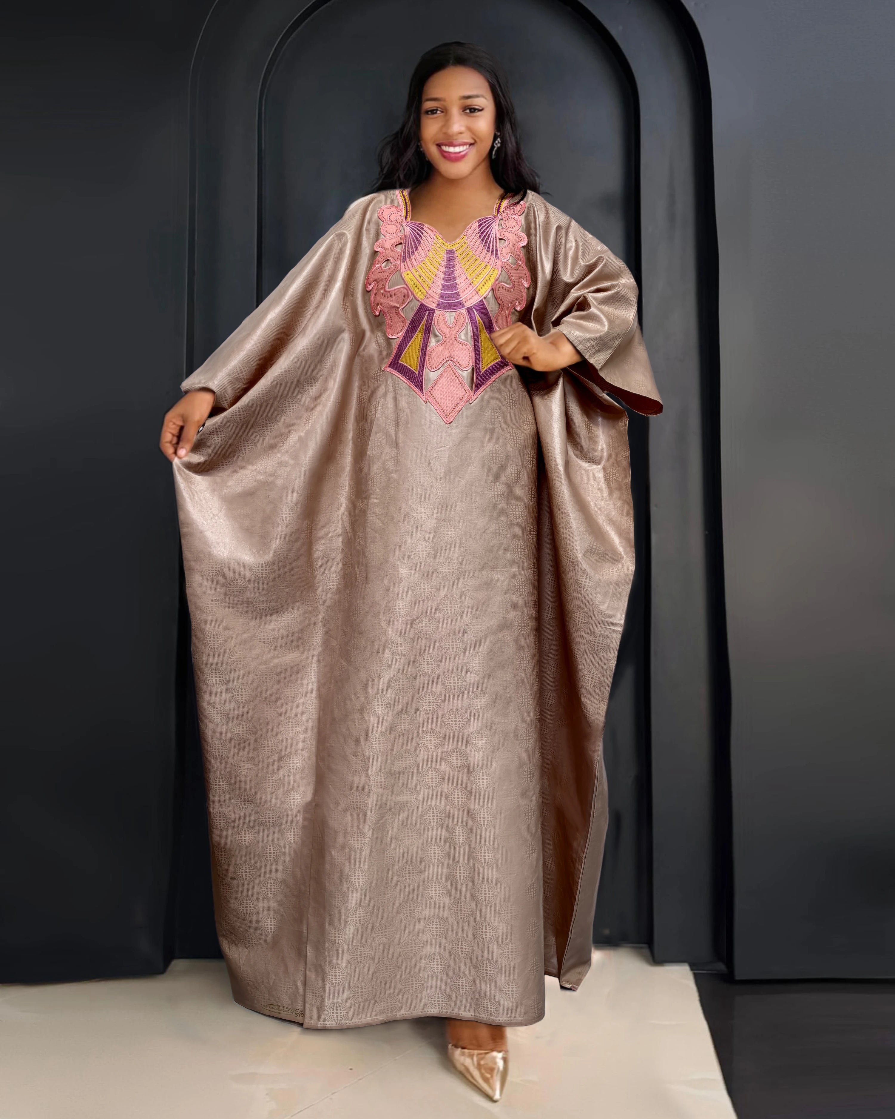 African Women's Bazin Riche Boubou Dress | Dashiki Wedding Gown Robe | 11 Colours