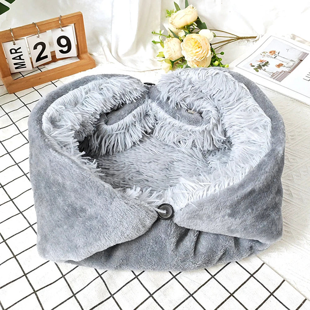 Lit douillet pliable pour animaux de compagnie | Coussin chaud et épais pour chats et chiens | Tailles S, M et L
