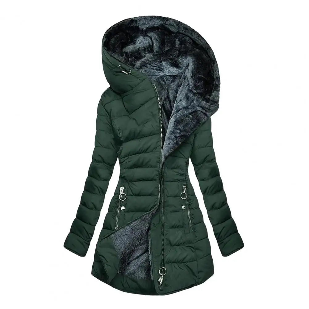 Women's Winter Plush Lining Hooded Warm Windproof Down Coat