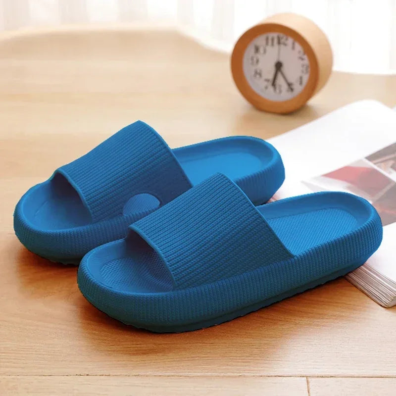 EVA Thick Sole 4cm Bathroom Slippers Cloud-Like Comfort Home Use Couple Height Increasing Indoor Solid Color Summer Sandals