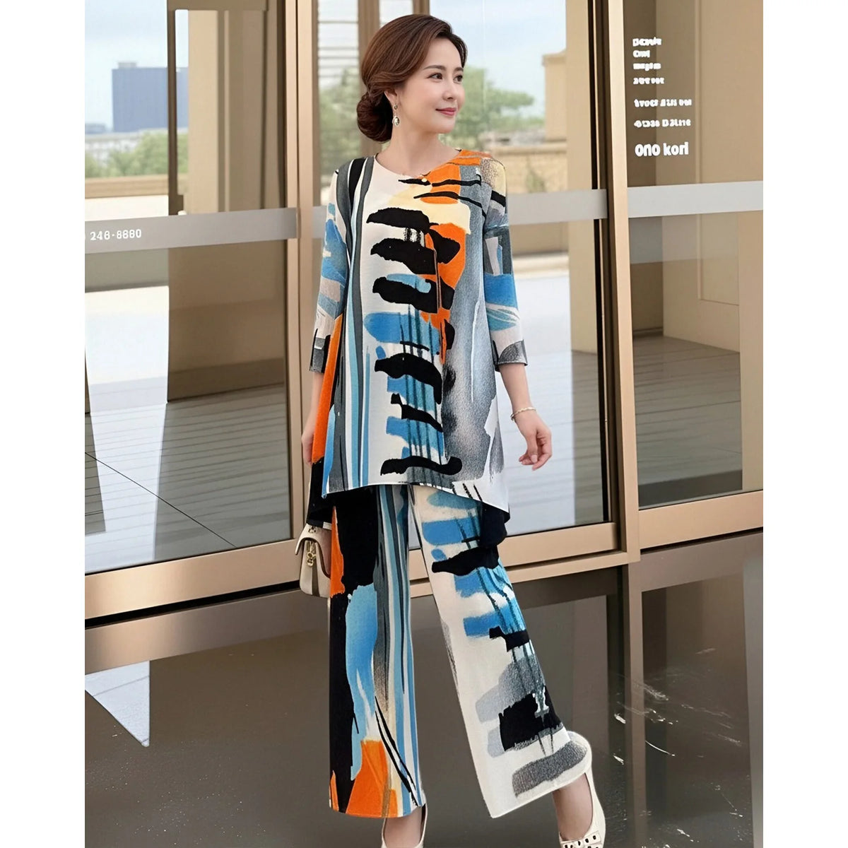 Women's Tie-Dye Two-Piece Wide-Leg Trousers Set