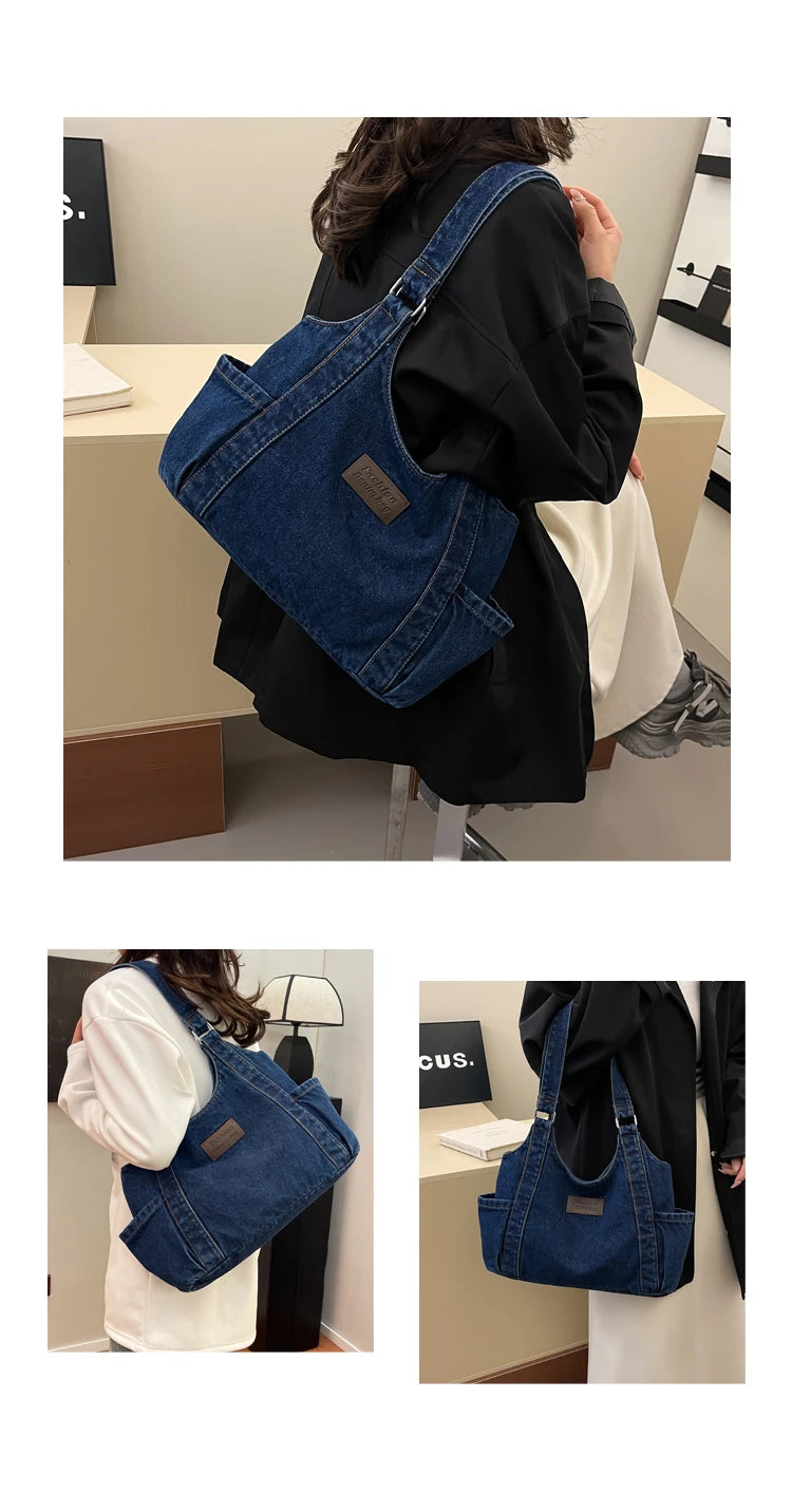 Fashion Luxury Women's Shoulder Bag Denim Fabric High Quality Women's Handbags Large Capacity Multi Functional Women‘s Tote Bag