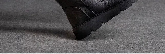Genuine Leather Mid-Calf Motorcycle Boots Women's Autumn Winter New Style Retro Soft Bottom  Boots Trendy Short Boots