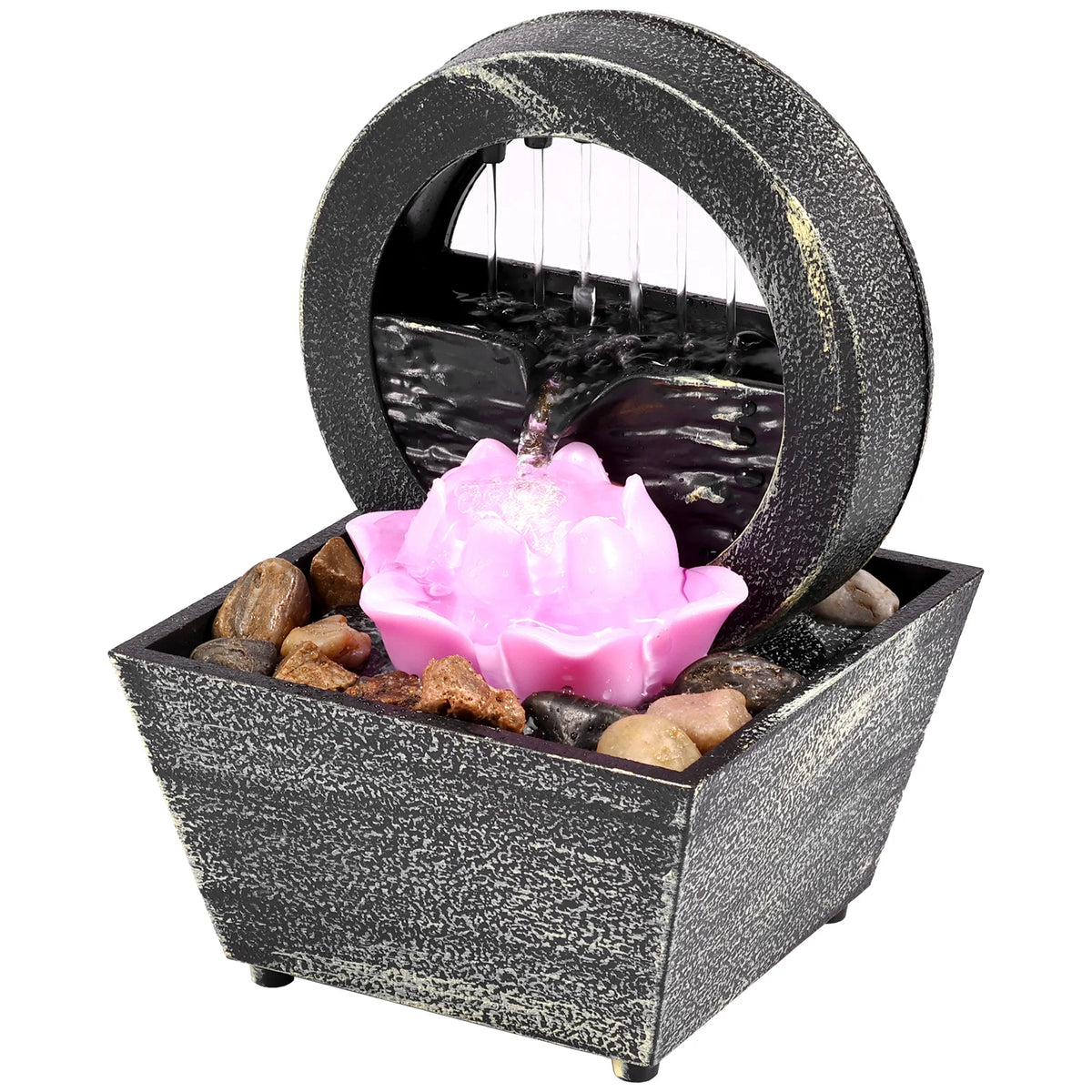 Tabletop Waterfall Fountain with Soft Lights – Desktop Relaxation Decor