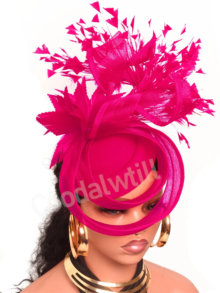 Elegant Women's Fascinator Kentucky Derbie Headwear Chapeau Cap With Feather Clips