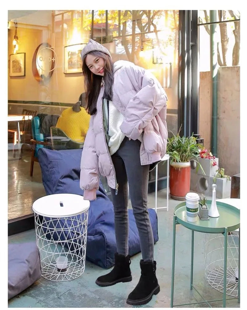 2025 Winter Women's Boots Plush Warm Snow Boots Fashion High Top Cotton Boots for Women Tassel Zipper Ankle Boot Botas De Mujer