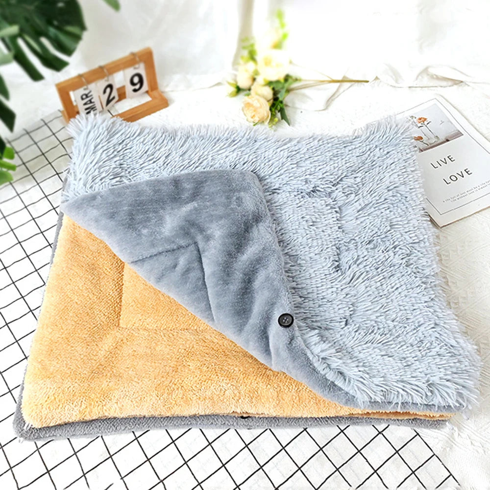 Folding Plush Pet Bed | Warm Thickened Cat & Dog Cushion Mat | S, M & L Sizes